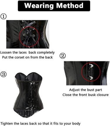 Корсет-топ KUOSE з PVC шкіри, чорний, розмір L - готичний стиль