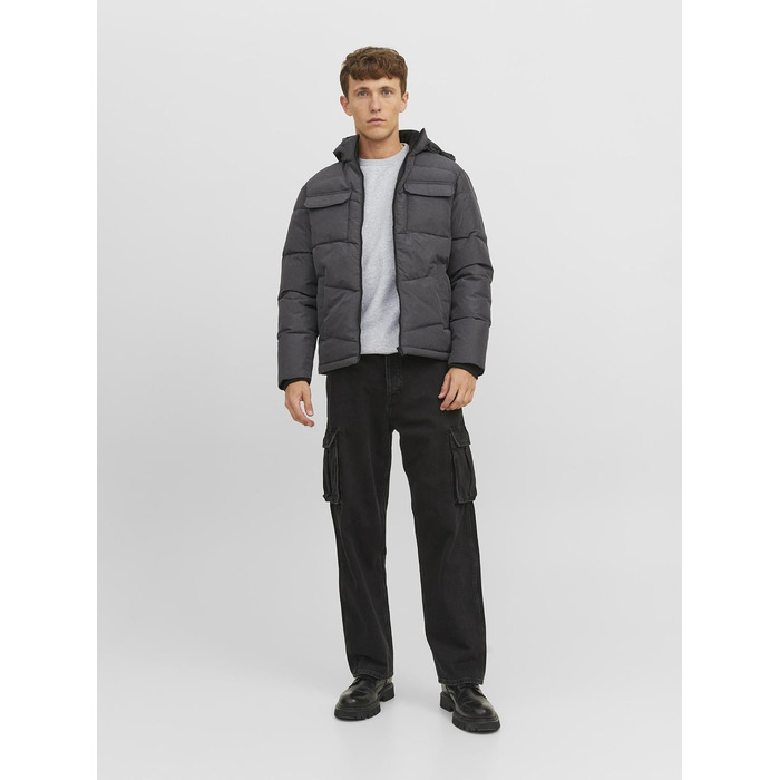 Чоловічий світшот JACK & JONES однотонний, світло-сірий меланж, розмір M