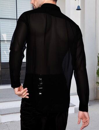 Чоловіча прозора сорочка AIEOE, тонке сексуальне т-образне поло з довгим рукавом, для дискотеки та клубів, чорний, розмір S-3XL