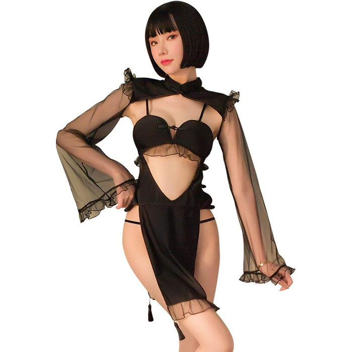 Сексуальна спідниця-чеонгсам SINMIUANIME для косплею, чорна (6980Black)