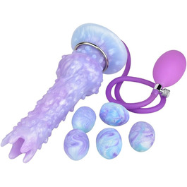 Надувний дилдо Овопозитор з 5 яйцями, силікон. Іграшки для дорослих, анальні, G-spot, для пар. Синій.