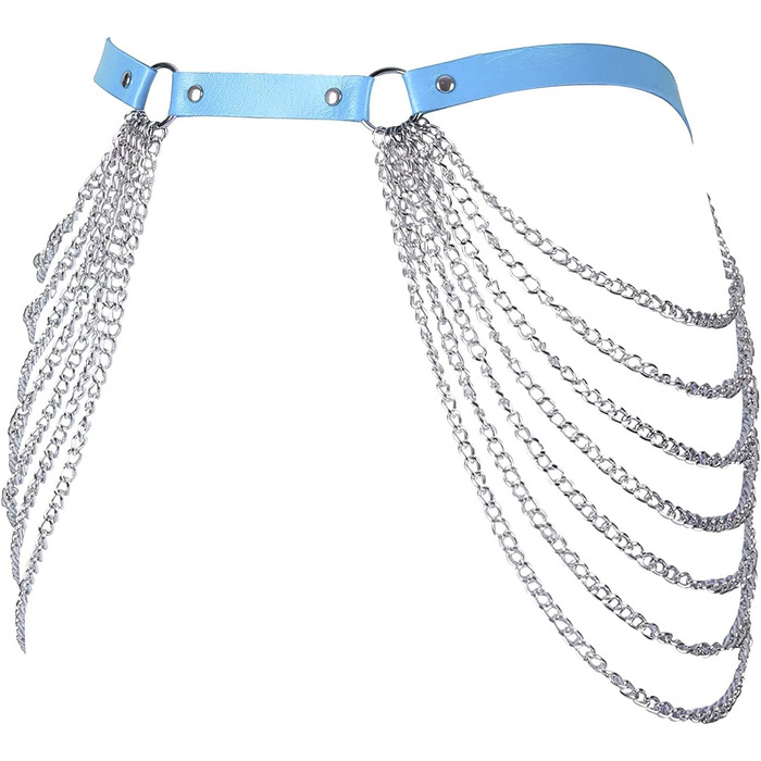 Жіночий корсет-тягач з шкіри BANSSGOTH, пояс-ремiнь, стринги, панковський стиль, для фестивалів та рейвів, великі розміри, блакитний