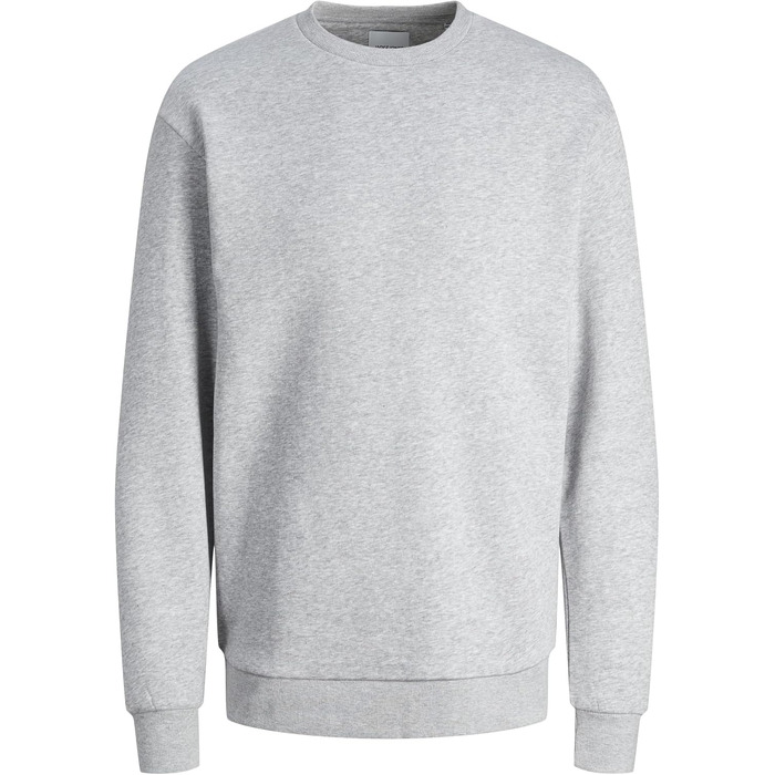 Чоловічий світшот JACK & JONES однотонний, світло-сірий меланж, розмір M