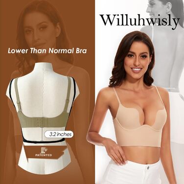 Безшовний бюстгальтер Willuhwisly для жінок, відкритий ззаду, 75C, бежевий