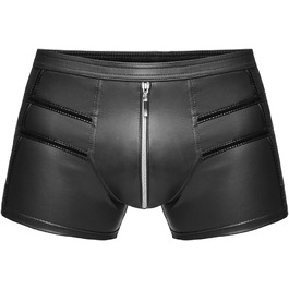 Чорні чоловічі шорти з еластичної шкіри Wetlook з блискавкою - еротична білизна, розмір M