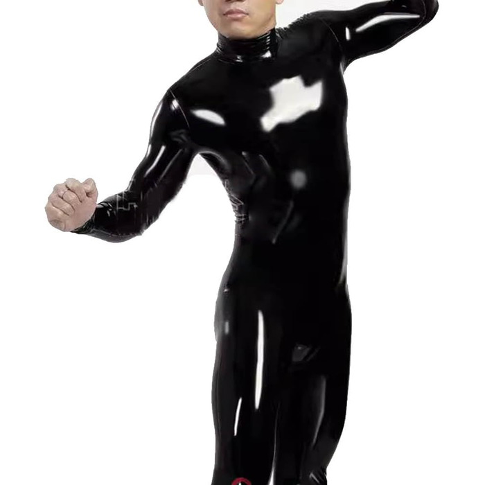 Чоловічий латексний костюм-комбінезон з блискавкою YZPNBW, чорний, латекс, комбінезон, catsuit, для чоловіків