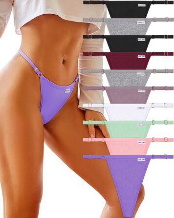 10 шт. жіночі стрінги-танга FINETOO: бавовняні, низька посадка, S-XL