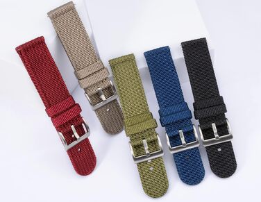 Нейлоновий ремінець для годинника TStrap NATO стиль 22мм, чорний текстильний ремінець з швидким випуском для смарт-годинників, чоловічий та жіночий, червоно-срібляста застібка