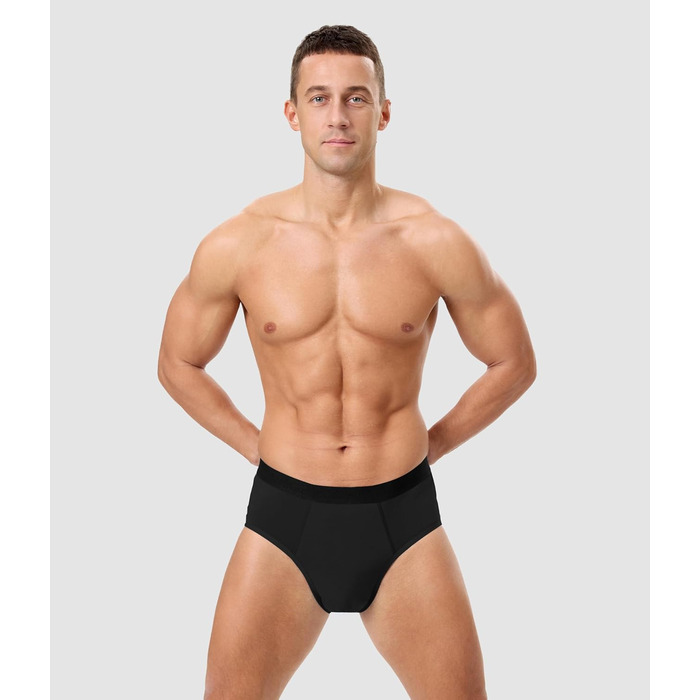 Труси для чоловіків BEENIUBEE від нетримання, 3 шт., бавовна, вбудований всмоктуючий шар 150 мл, багаторазові, витривалі, чорний, L