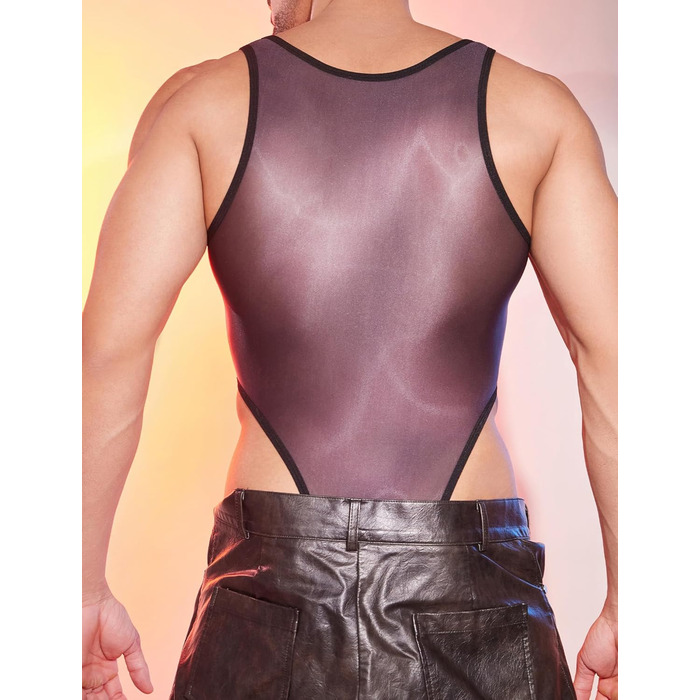 Боді для чоловіків AIEOE: сексуальний, прозорий боді, топ-майка, без рукавів, чорний