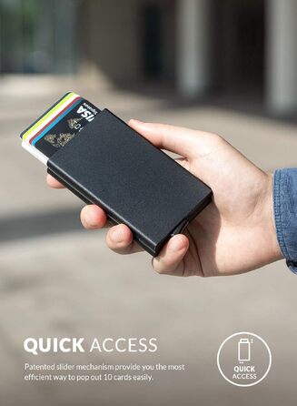 Металевий картхолдер VULKIT з RFID/NFC захистом, чоловівий гаманець-портмоне для 10 карт, чорний