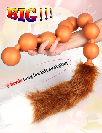 Анальні кульки з силікону JFRong з хутровим хвостиком, пара для анального сексу, вагінальні іграшки для пар, SM-іграшки, золотий колір (Φ 4.5cm)