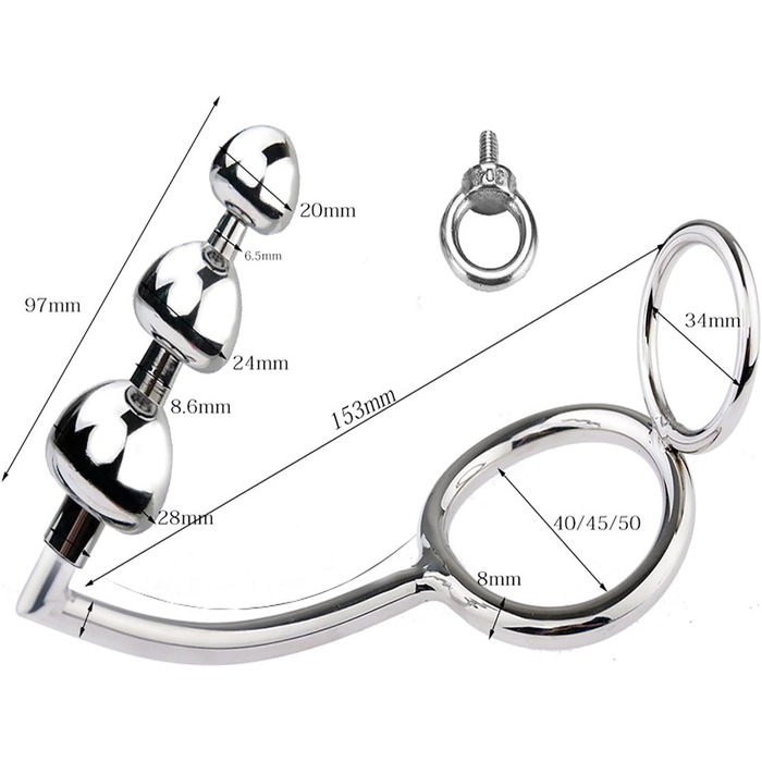 Кільце для пеніса з нержавіючої сталі, роздільник пеніса та яєчок з анальним гачком, для чоловіків, BDSM, фетиш, анальний плагін, кільце для яєчок, 40 мм