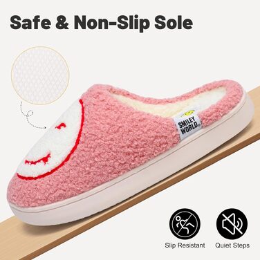 Зимові домашні капці SMILEYWORLD® з ефектом пам'яті Memory Foam, м'які плюшеві пантофлі для жінок та чоловіків, біло-рожеві, розмір 38/39 EU