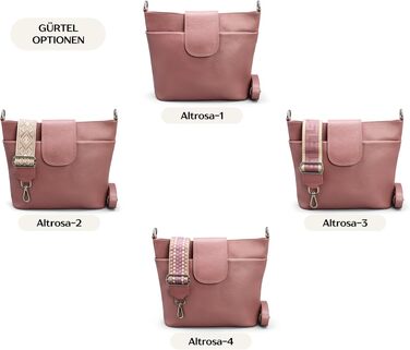 Жіноча сумка через плече Brise Art ELLIE з натуральної шкіри, ручної роботи, Crossbody Bag з 6 відділеннями, Made in Italy (Колір: Старорожевий)