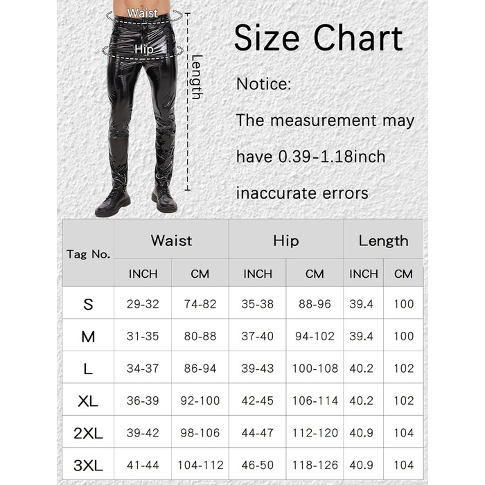 Латексні штани чоловічі Ausing, довгі, з штучної шкіри, слім-фіт, байкерські з кишенями, еластичні, для рейву, костюми, клубний одяг, чорні, розмір M