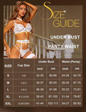 RSLOVE Комплект жіночої білизни: мереживний бюстгальтер, стрінги та поясок, білий, розмір M