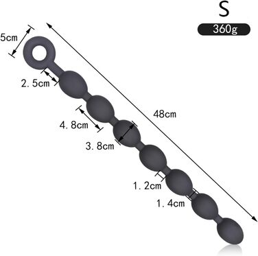 Анальний плагін Axcroo Extra Lang з ланцюжком та 7 кульок, силікон, стимулятор простати, для чоловіків та жінок