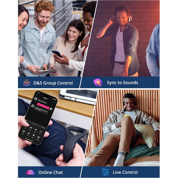 LOVENSE Diamo Bluetooth вібратор кільце для чоловіків з пультом керування, безліч режимів, програмування