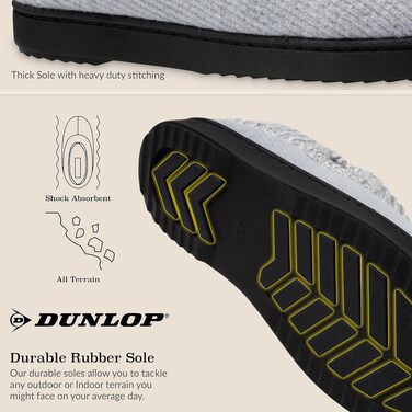 Жіночі домашні капці DUNLOP з підкладкою Sherpa Fleece та Memory Foam, протиковзкі тапочки світло-сірі, розмір 39 EU