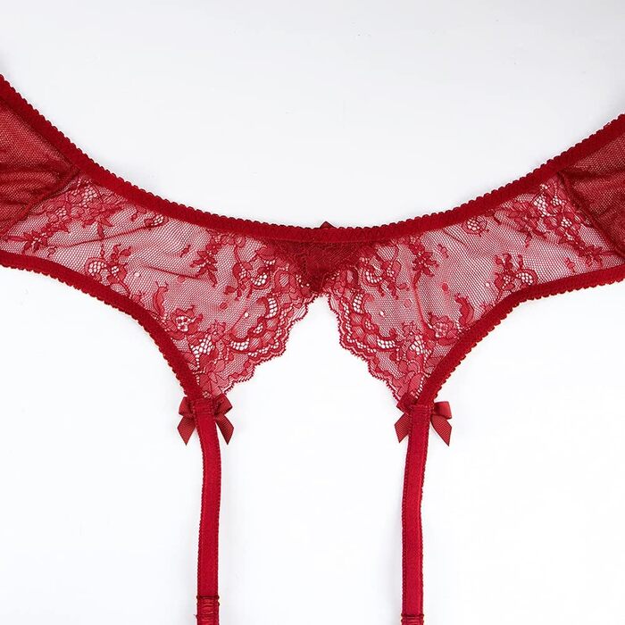 Сексуальний жіночий стрінг з мережива, пояс-стрінг з 4 ремінцями, металевий кліп для панчіх та спідньої білизни, чорний+білий+рожевий (червоний, S)