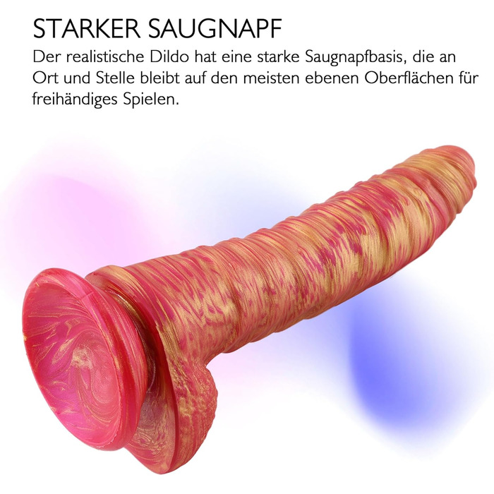 MOCOYA Дільдо для жінок, реалістичний, з сильним присоском, для анального сексу, червоний, 22 см