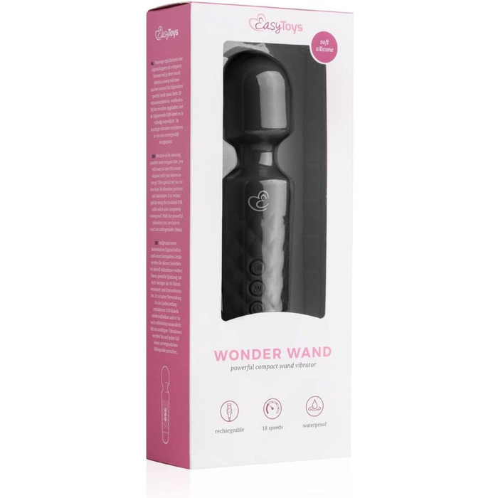 Масажер для тіла EasyToys Mini Wand-Vibrator чорного кольору