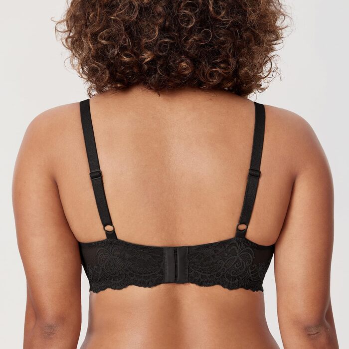 Бюстгальтер DELIMIRA з мереживом, великі розміри, прозорий сітчатий бюстгальтер з кісточками, чорний, 95D