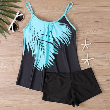 Tankini жіночий з ефектом корекції фігури, пляжний купальник роздільний великого розміру (4XL, чорний). Купальник Tankini для літа