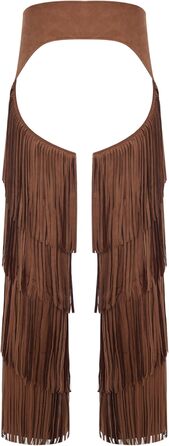 Чоловічі штани-ковбойські в стилі вестерн MSemis з бахромою, з регульованим поясом для вечірок, карнавалу та фестивалів, костюм (темно-коричневий, XL)