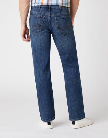 Чоловічі джинси Wrangler Straight Regular Fit середньої посадки, темно-сині (Blau Schwarz), розмір 34W/32L