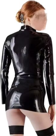 Латексне плаття з довгими рукавами для жінок, синього кольору, розмір XXL