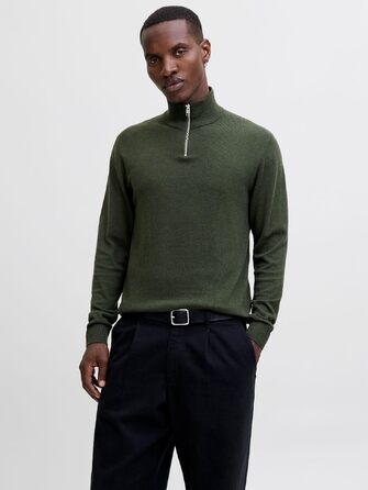 Чоловічий в'язаний кардиган Jack & Jones з чверть-замком, однотонний, розмір XL