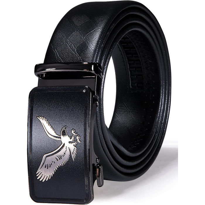 Чоловічий шкіряний ремінь Barry.Wang з автоматичною пряжкою (Black Brown Gold Bee), 130 см — класичний бізнес-подарунковий набір