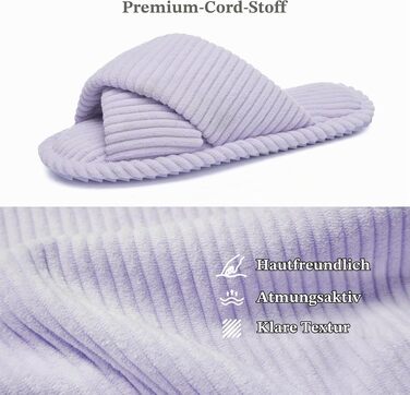 Жіночі домашні капці GOEWY з ефектом пам'яті (Memory Foam), текстильні шльопанці з відкритим носком та антиковзальною підошвою, фіолетові, розмір 38/39 EU