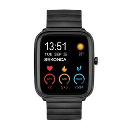 Смарт-годинник Sekonda Motion Plus 36 мм з рожевим силіконовим ремінцем та чорним сталевим корпусом, 30224