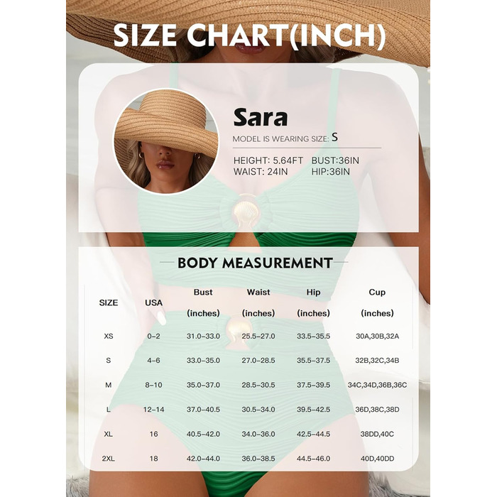 БІКІНІ Beteller 2-частинний з металевим кільцем, висока талія, структурований, 2025, літо, тренд, купальники (XL, темно-зелений)