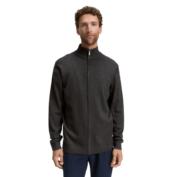 Чоловічий трикотажний кардиган Tom Tailor з бавовни, розмір XL, колір Black Grey Melange (арт. 10617)