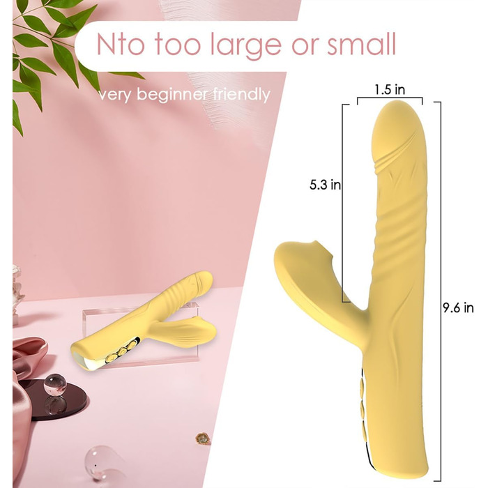 Вібратор JFRong 3-в-1 для жінок: G-точка, клітора та анус. 8 режимів, 5 режимів вакууму, тихий силіконовий масажер для дорослих. Колір: жовтий