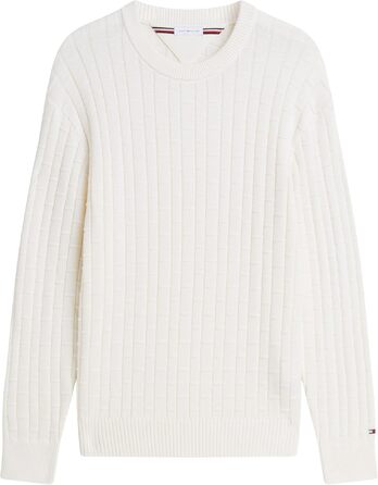 Чоловічий в'язаний светр Tommy Hilfiger Mock Cable Crew Neck (розмір XL, колір Yellow Ivory Petal) — модель MW0MW43261