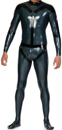 Комбінезон чоловічий з латексу TIANXIAOQWE, темно-синій, для вечірок та ролевих ігор, з чорною обробкою, 0,4 мм, розміри S-7XL