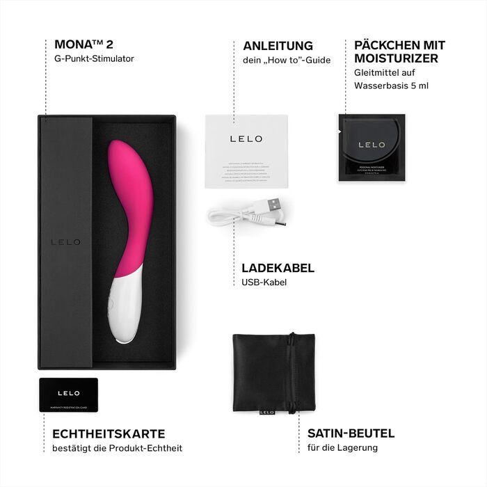 LELO Mona 2: Електричний стимулятор точки G для жінок, бездротовий вібратор-масажер (Колір: Вишневий)
