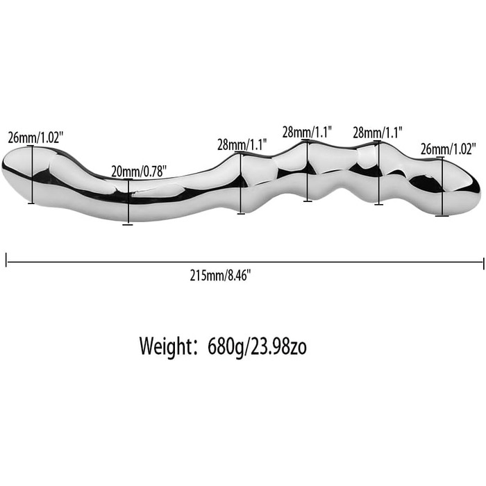 Анальний плуг GUYOS Doppelkopf з нержавіючої сталі, 680г - стимулятор G-точки, масажер простати, для пар, початківців