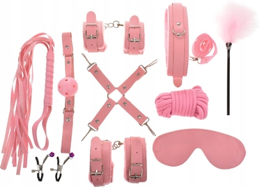 BDSM-набір для стрикувань рожевий, sex bondage — GUILTY TOYS, 10 елементів