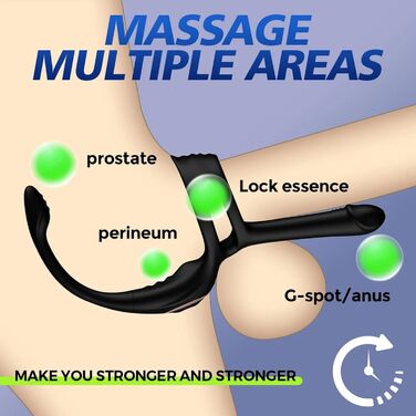Вібратор для чоловіків Qhysin: стимуляція простати, анальний вібратор з кільцем, 10 режимів, комплект для пар