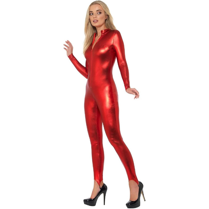 Костюм-комбінезон MIMIKRY Catsuit Rot Metallic Teufel Boxenluder Domina з лаку та шкіри, червоний, XS