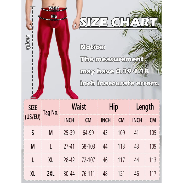 Чоловічі лосини з еластичною тканиною, прозорі, з підтяжками, штани-мешки, прозорі колготки (Червоний/Подорож, Однотонні (Getaway Solids), M)