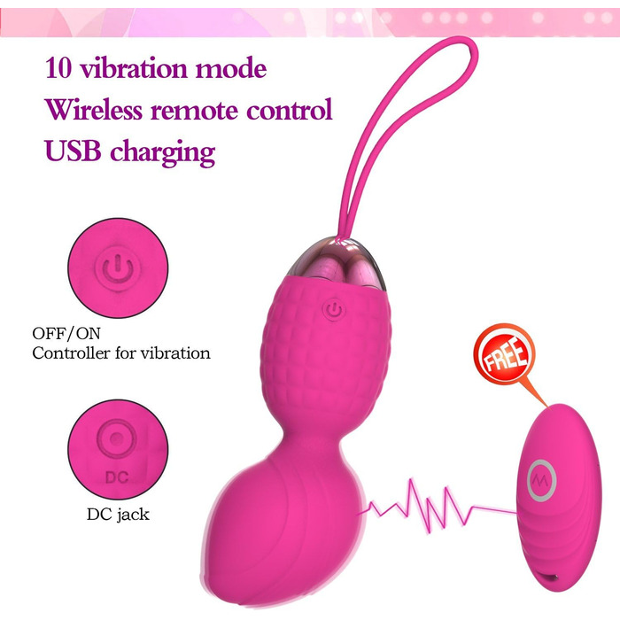 М'яч для Кегеля 2-в-1 з вагами та масажером Ben Wa Balls, для початківців, тренування м'язів тазового дна (рожевий)