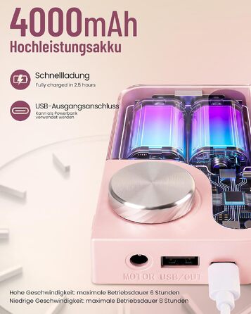 Електричний апарат для манікюру та педикюру 35000 об/хв з LCD-дисплеєм та набором із 12 насадок, рожевий