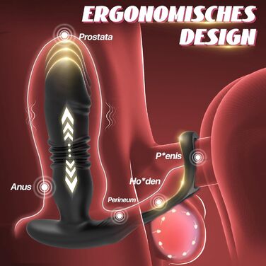 Анальні вібратори Tagrend для чоловіків: великий анальний плагін з 3 режимами вібрації, кільце для статевого члена. Чорний колір.